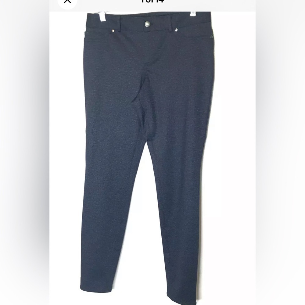 New DKNY Ponte Pant Zip Fly Slim Leg Size 8 Mid Rise Textured Gray